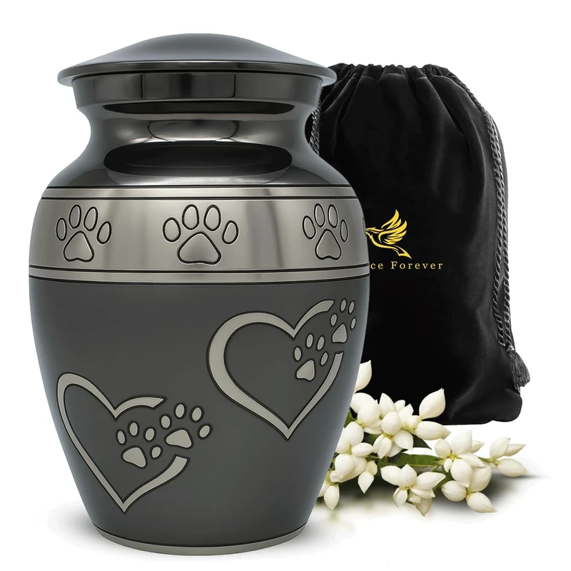 Solace Forever Pet Urn for Cats & Dogs Ashes - Medium Urn for Pets - Honor Your Loved One with Dog Urns for Ashes Adult - Pet Cremation Urn for Dog Ashes - Paw Print Urn Medium - Pet Memorial Urn