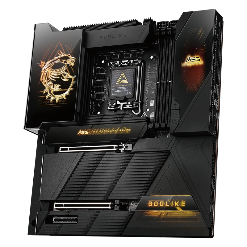 MSI MEG Z890 GODLIKE, E-ATX - Supports Intel Core Ultra Processors (Series 2), LGA 1851 - Dynamic Dashboard III, EZ Slide M.2, DDR5 (9200+ MT/s OC), M.2 & PCIe 5.0, Thunderbolt 5, Wi-Fi 7, 10G LAN