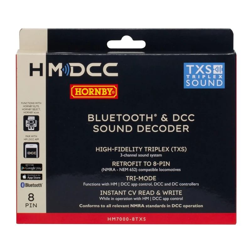 Hornby R7336 HM7000-8TXS: Bluetooth® & DCC Sound Decoder (8-pin) - Hornby Accessories for 00 Gauge Track & Train Sets - Compatible with Select Hornby Model Trains, White