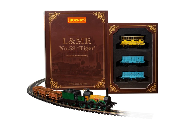 Hornby Steam Train - R30233 L&MR, No. 58, ‘Tiger’ Train Pack – Era 1 00 Gauge Locomotives, Engine Models for Adults - 1:76 Scale Model Gift