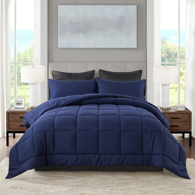 DOWNCOOL Blue Full Size Comforter Set - All Season Bedding with 2 Pillowcases - 3 Pieces - Down Alternative Comforter Set - Image 1