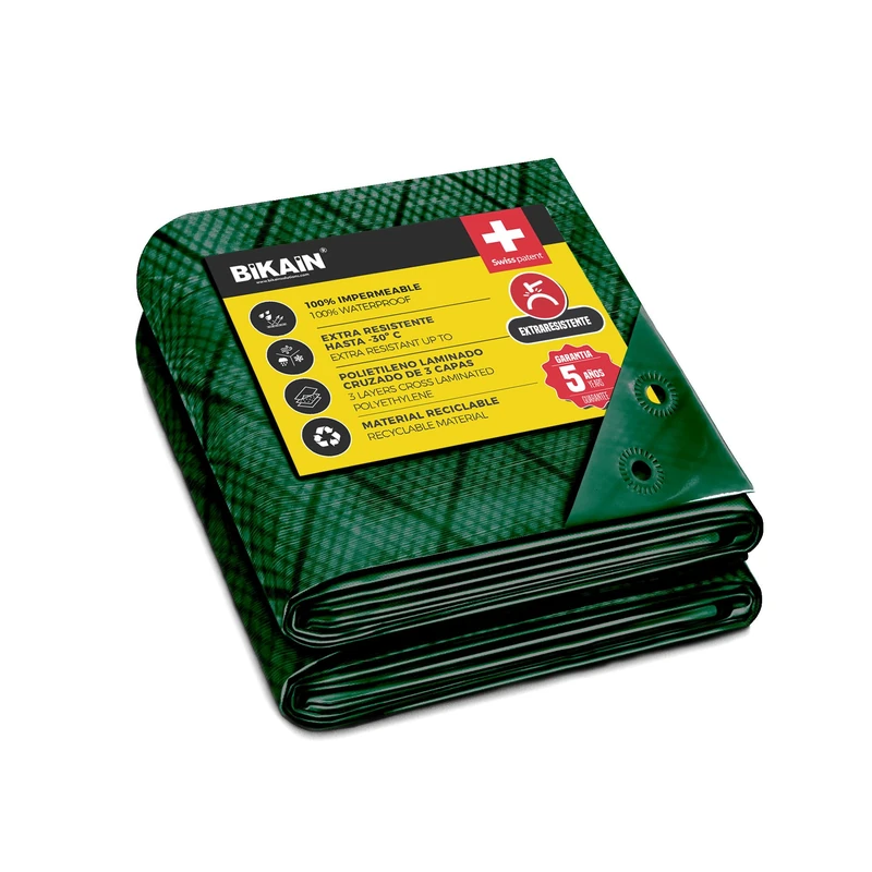 Bikain Waterproof tarp, Polyethylene (PE), Green, Standard Size