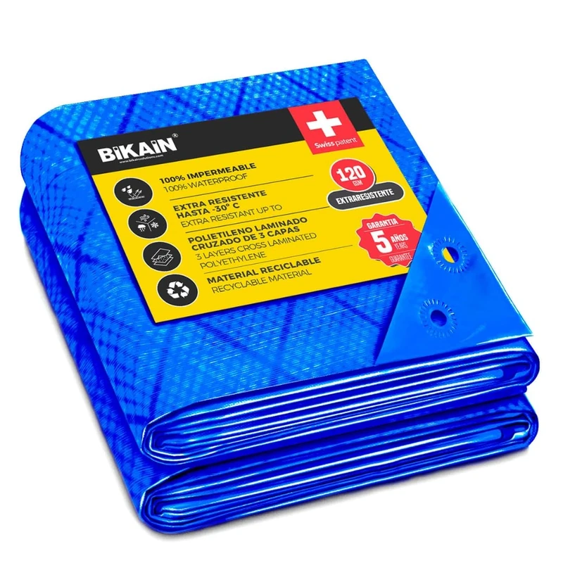 Bikain Waterproof tarp, Polyethylene (PE), Blue, Standard Size