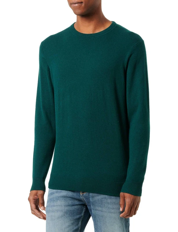 bugatti Men's Crew Neck Jumper, Bottle green-570, XL