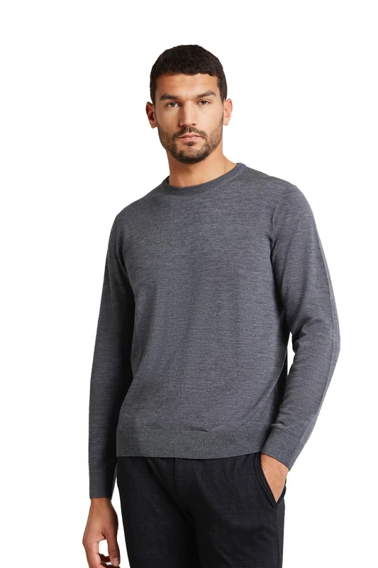 bugatti Men's 7400-95530 Crew Neck Jumper, Dark grey-260, S