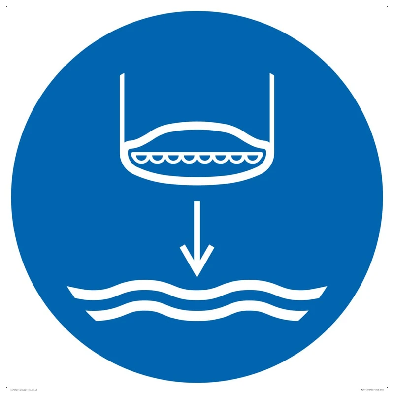 Mandatory: Lower lifeboat to the water in launch sequence Sign - 600x600mm - S60 - Image 1