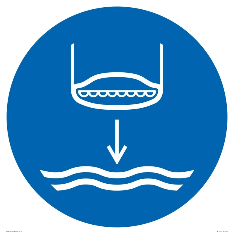 Mandatory: Lower lifeboat to the water in launch sequence Sign - 600x600mm - S60