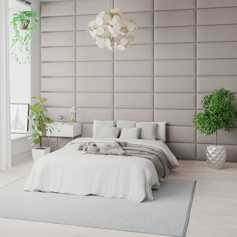 Aspire Beds EasyMount Velcro Wall Mounted Upholstered Panels Modular DIY Headboard Accent Wall Panels, Eire Linen Fabric - Off White, Pack Of 4 Wall Panels, 76cm Wide