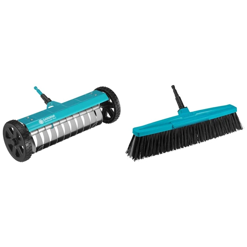 Gardena 3395-20 Combisystem Vertical Cutter, The Hand-Powered Lawn Scarifier & combisystem Road Broom: Stable broom, 45 cm working width, polypropylene bristles(3622-20)