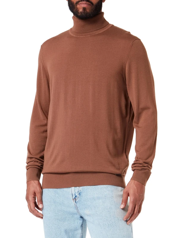 bugatti Men's 7700-45540 Turtleneck Sweaters, Cognac-70, XXL