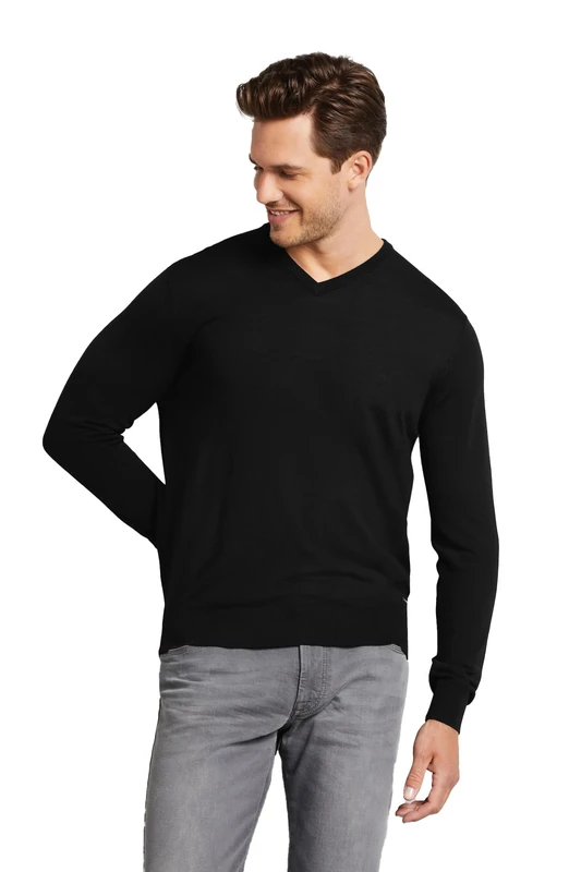 bugatti Men's 7300-95530 V-Neck Jumper, Black-290, L