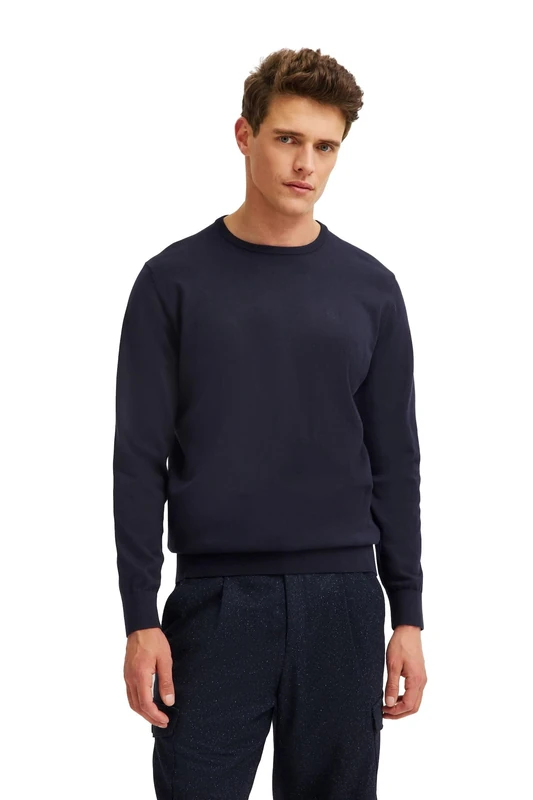 bugatti Men's Crew Neck Jumper, Marine-390, L