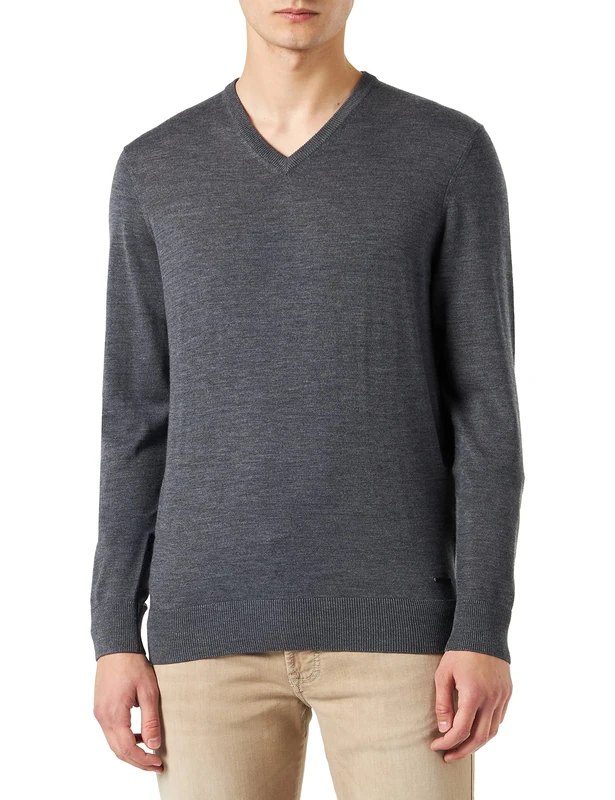 bugatti Men's 7300-95530 V-Neck Jumper, Dark grey-260, XXL