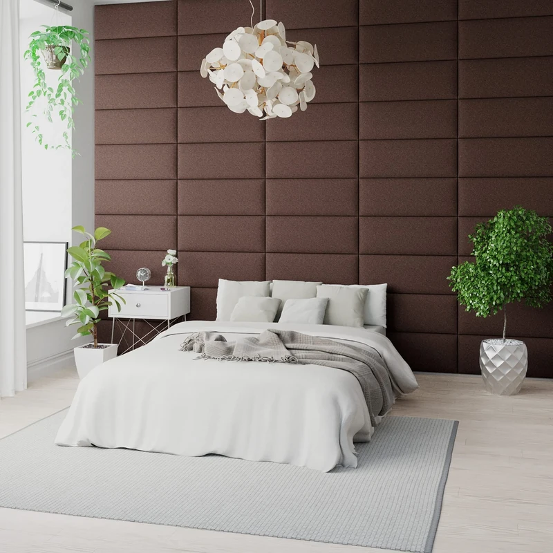 Aspire Beds EasyMount Velcro Wall Mounted Upholstered Panels Modular DIY Headboard Accent Wall Panels, Yorkshire Knit Fabric - Chocolate, Pack Of 4 Wall Panels, 76cm Wide