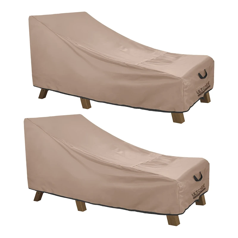 ULTCOVER Waterproof Patio Lounge Chair Cover Heavy Duty Outdoor Chaise Lounge Covers 2 Pack - 64L x 28W x 30H inch