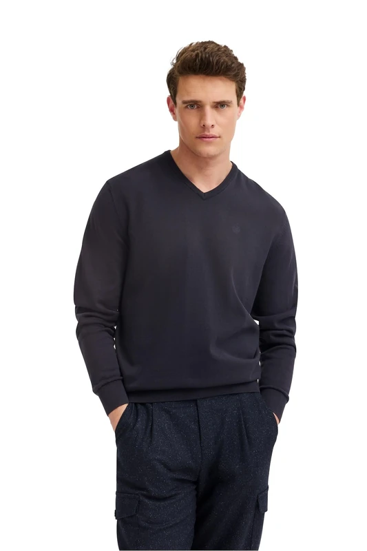 bugatti Men's V-Neck Jumper, Marine-390, XL - Image 1