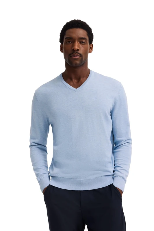 bugatti Men's V-Neck Jumper, Light Blue-320, XL
