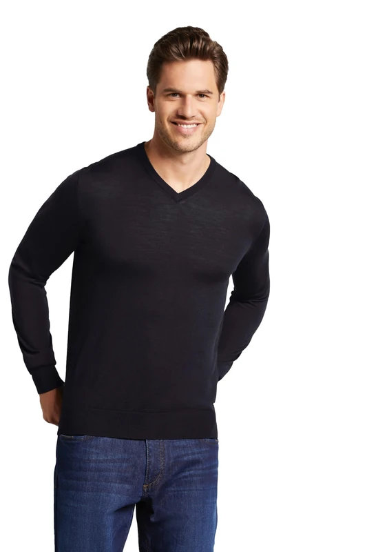 bugatti Men's 7300-95530 V-Neck Jumper, Marine-390, L