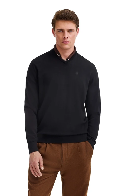 bugatti Men's V-Neck Jumper, Black-290, 3XL