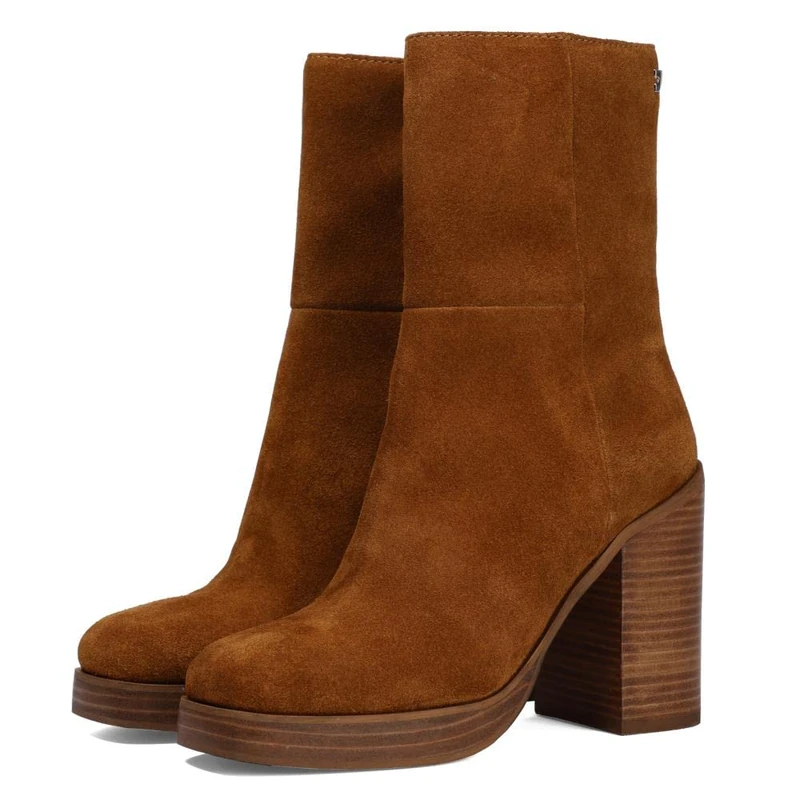 GIOSEPPO Women's Stranda Mid Leather Boots with Wide Heel, Leather, 7 UK