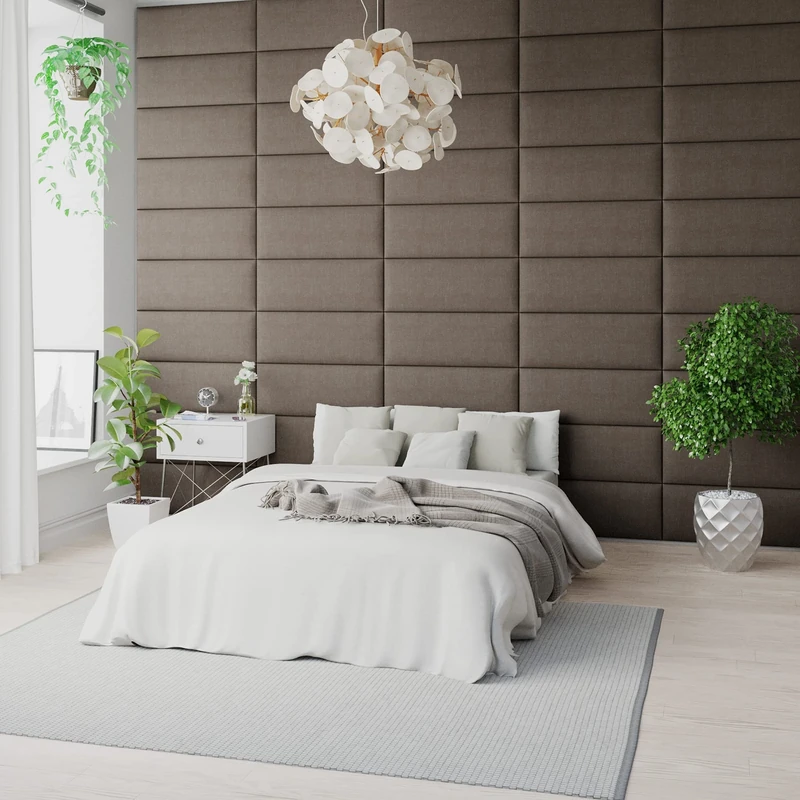 Aspire Beds EasyMount Velcro Wall Mounted Upholstered Panels Modular DIY Headboard Accent Wall Panels, Malham Weave Fabric - Slate, Pack Of 4 Wall Panels, 76cm Wide
