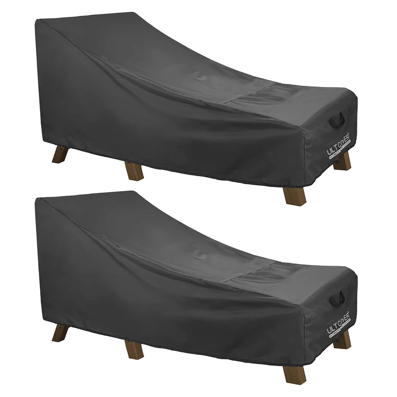 ULTCOVER Waterproof Patio Lounge Chair Cover Heavy Duty Outdoor Chaise Lounge Covers 2 Pack - 64L x 28W x 30H inch, Black