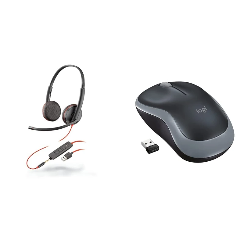 Plantronics C3225 USB Headset and Logitech M185 Wireless Mouse