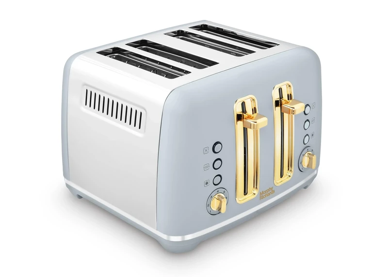 Morphy Richards Accents 4 Slice Toaster, Soft Gold Collection, Variable Browning, Removable Crumb Tray, Cord Storage, Non-slip, 2200W, Ocean Grey, 242046