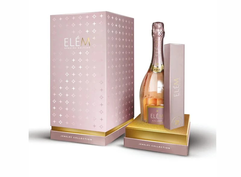ELÈM Altalanga DOCG Rosè Pas Dosè Sparkling White Wine Jewelry Collection with Tennis Bracelet - Luxury Sparkling Wine - Gifts for Women - Mum - 1 x 750 ml