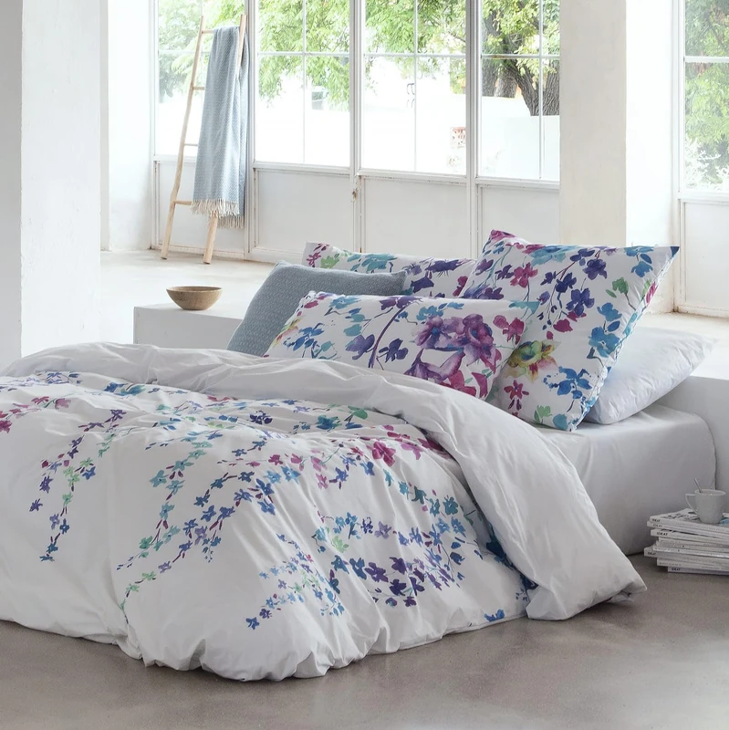 ETHERE Duvet Cover Haku Blue Bed 90 cm, Duvet Cover 150 x 220, 100% Cotton 200 Thread Count, Extra Soft, Closure with Hidden Buttons. - Image 1