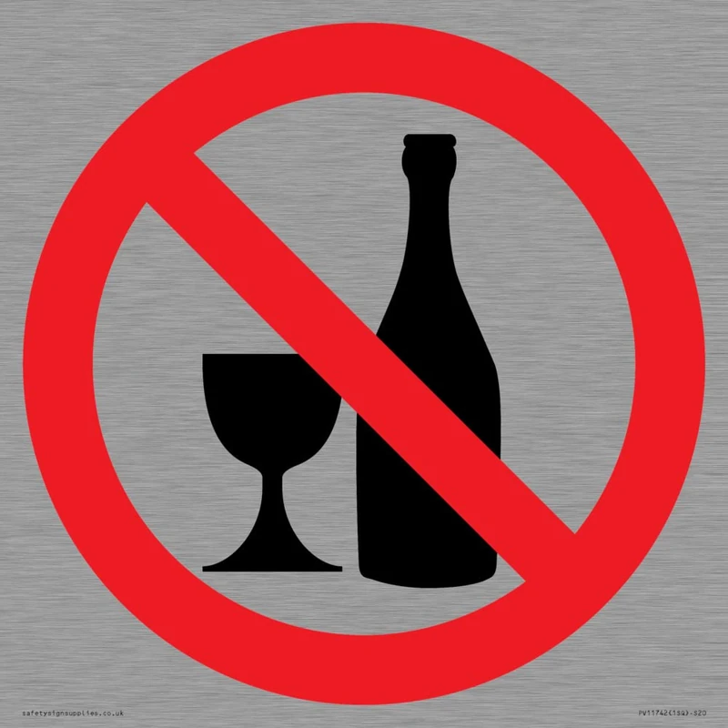 Prohibition: No alcohol Sign - 200x200mm - S20