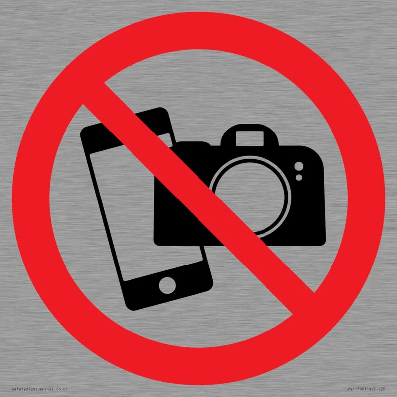 P932 Prohibition: No filming or photography Sign - 200x200mm - S20