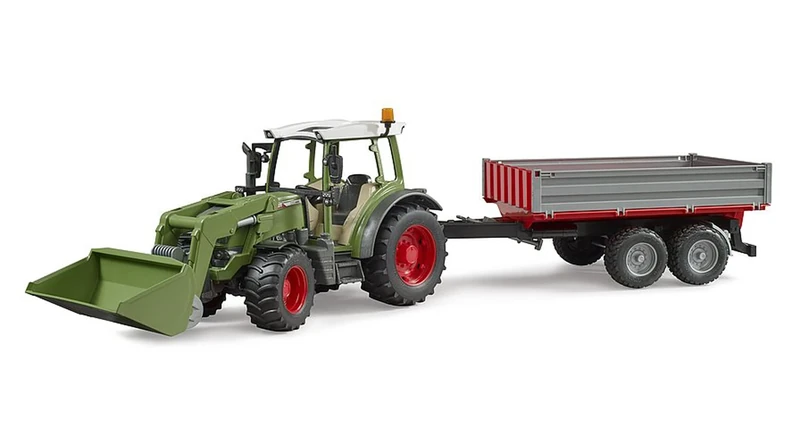 Bruder 02182 Fendt Vario 211 Tractor Toy – 1:16 Scale with Front Loader & Side Wall Tipper Trailer – Realistic Agricultural Vehicle for Kids Ages 3+ – Compatible bWorld Accessories