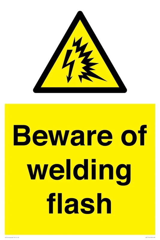 Viking Signs Beware of welding flash Sign - 400x600mm - A2P, Yellow/White - Image 1