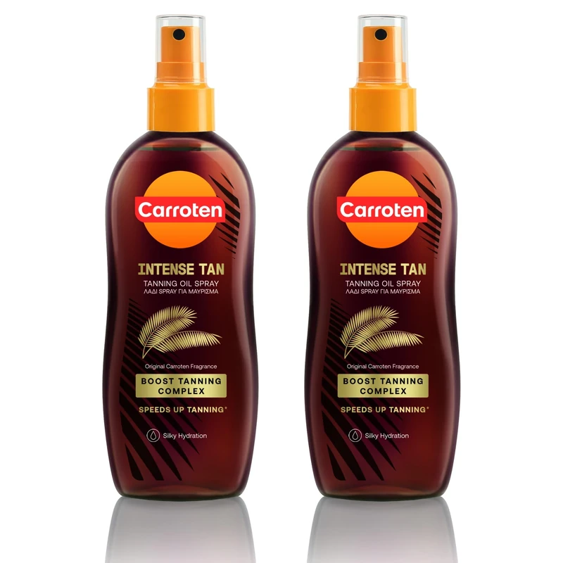 Carroten Intensive Tanning Oil 300 ml (2 Pack) - Tan Accelerator with Carrot and Coconut Oils - Sunbed Tanning Accelerator with Vitamin A & E - SPF0