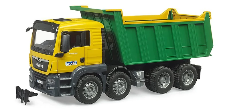 Bruder 03766 MAN TGS Tipping Truck – 1:16 Scale Construction Tipper with Working Tip Function, Opening Cab Doors, Tow Hitch; Durable Play Truck for Construction Sites; Ages 3+
