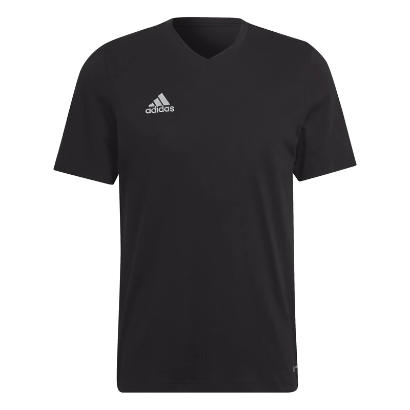 adidas Men's Entrada 22 Tee - Black Slim Fit Cotton V-Neck