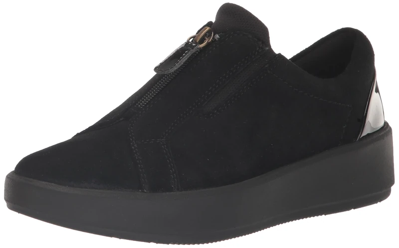 Clarks Women's Layton Rae Sneaker, Black/Black Suede, 6 UK