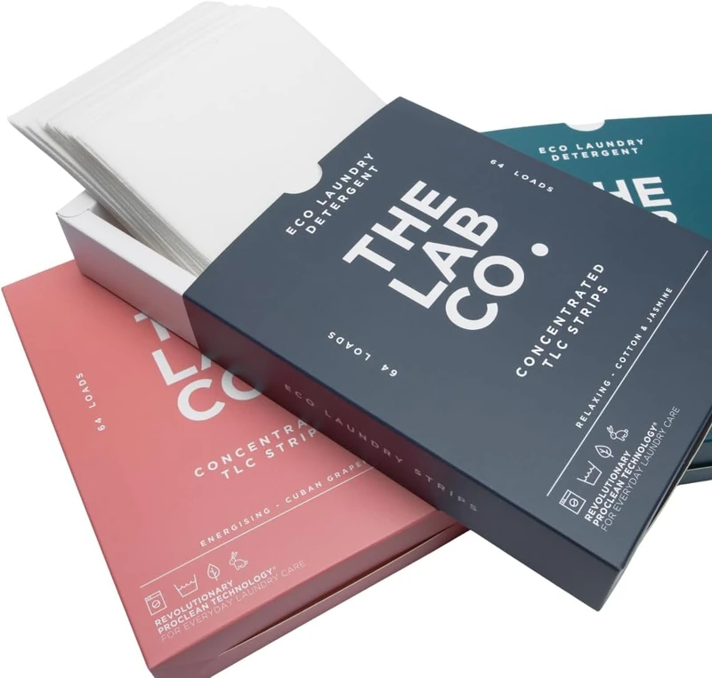 The Best-Sellers Bundle of The Lab Co. Laundry Detergent Strips Washing Sheets Eco Ultra-Concentrated Non-Bio. Relaxing, Energising & Fragrance Free. For Hand and Machine Washing. For up 192 Loads
