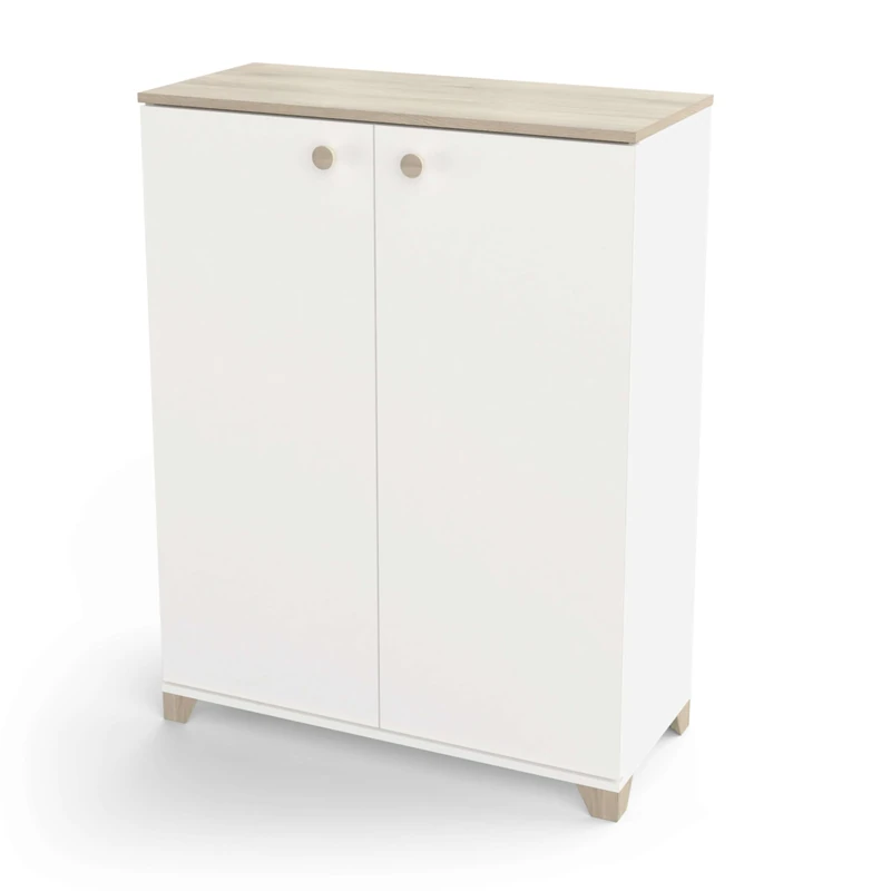 Demeyere Mobiletto portaoggetti Salotto-2 Ante apribili-Made in France-Garanzia 2 Anni, Legno ingegnerizzato, Marrone, L 79,7 x P 35,1 x H 104,2 cm