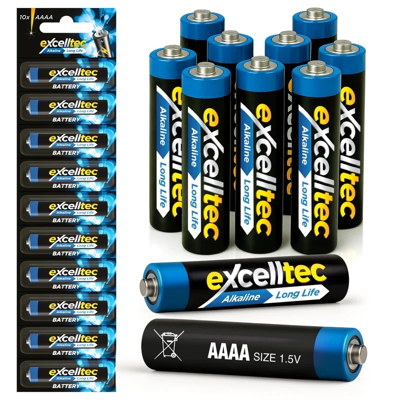 Excelltec 10 Pack of AAAA Batteries, Alkaline Long-Lasting AAAA Battery, Quadruple A