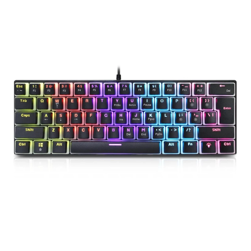 Lazmin112 Wired Gaming Keyboard, 60% Hot Swappable Compact Mechanical Keyboard, RGB Backlit Office Keyboard with Blue Switch, for PC/Laptop,Windows,Mac OS,Gamer,Working,Gaming