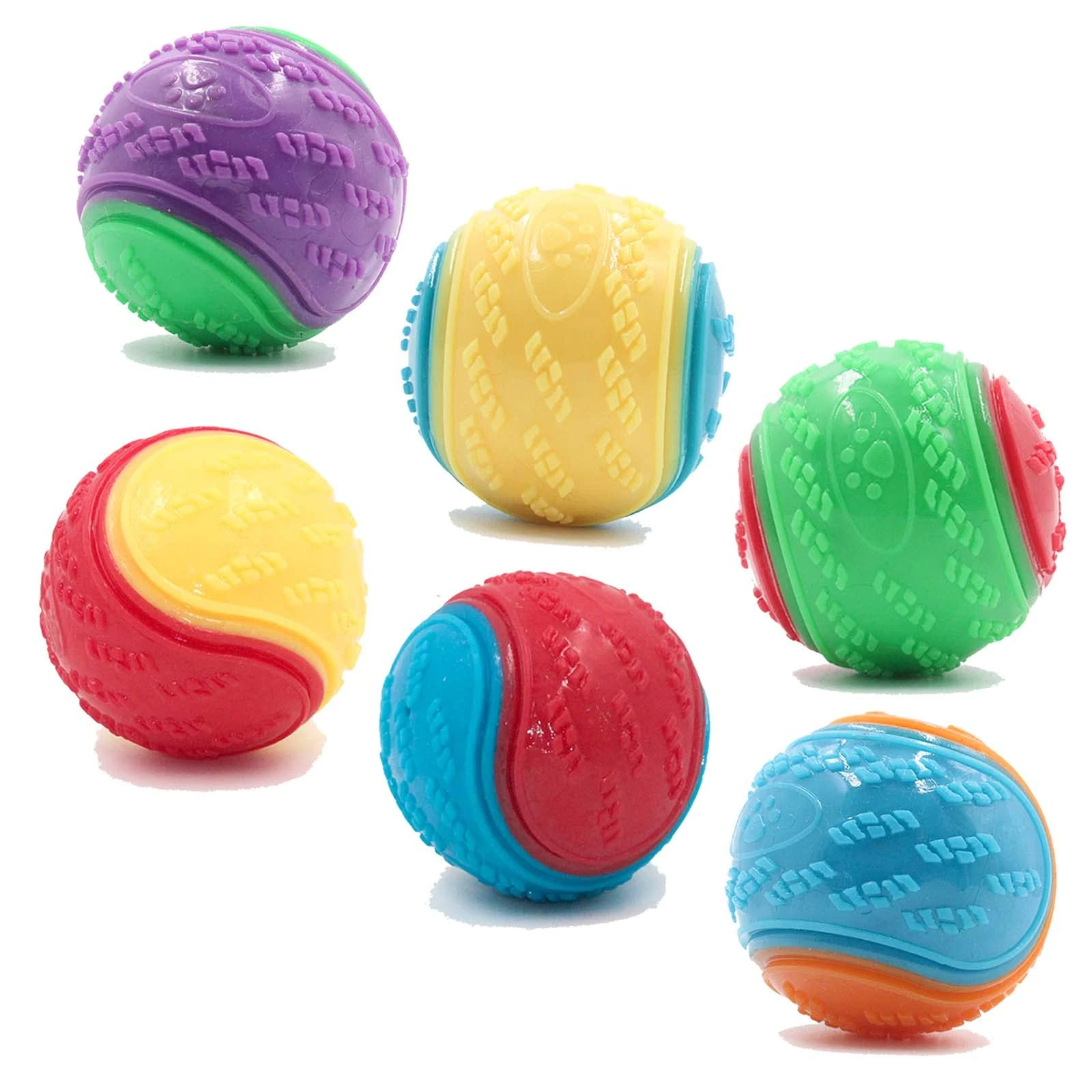 Sricam 6Pcs Squeaky Dog Ball, Dog Toys Teeth Cleaning Puppy Chew Toys Pet Training Ball Dogs Interactive Dogs Balls