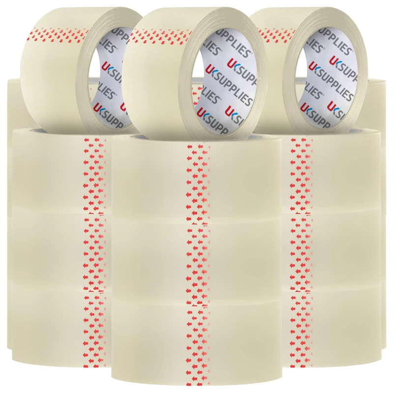 UK SUPPLIES LIMITED 36 Rolls LOW NOISE Premium Clear Packaging Tape (All Pack Sizes) 48MM X 66M Extra Strong Secure Sticky Adhesive Durable Parcel Sealing Tape for Packing Boxes & Moving Houses