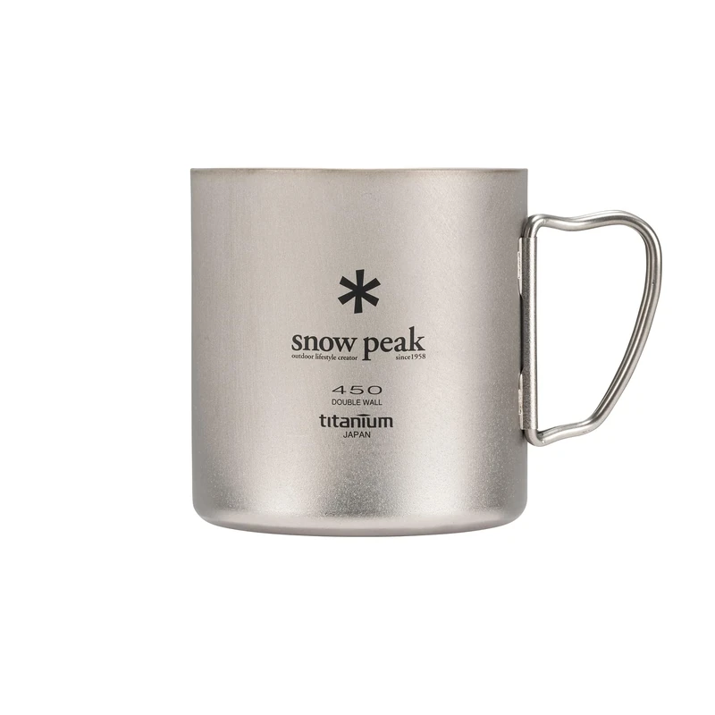 Snow Peak Titanium Double Wall 450ml Mug, Grey, Lightweight durable insulated mug for home, camping & outdoors
