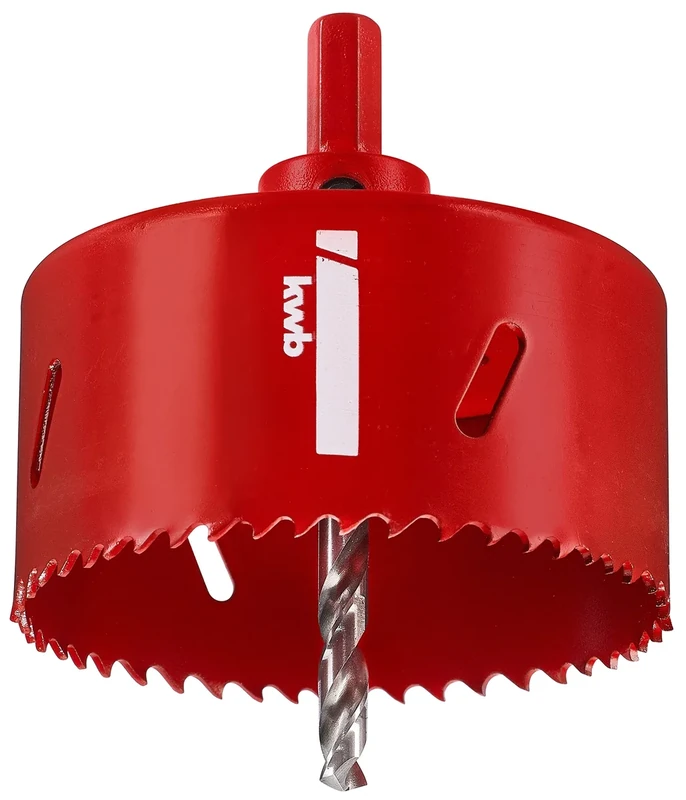 kwb Hss Bi-Metal Hole Saw Ø 95 Mm With Progressive Vario-toothing, High Precision, Hexagonal Shank, 38 Mm Cutting Depth and Centre bit