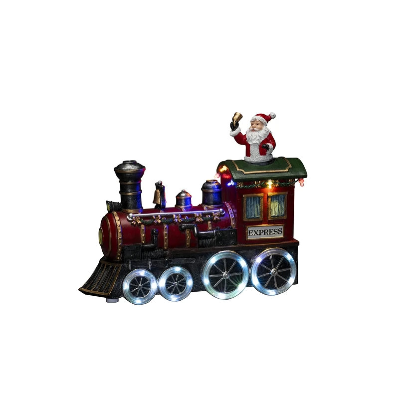 Konstsmide Christmas Decorations Animated LED Scene Train with Music, 24 Colourful diodes, Battery Operated or USB, Indoor, Black Cable, PVC Polyresin