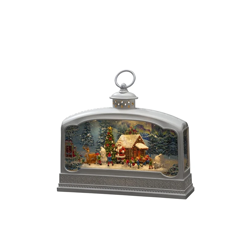 Konstsmide Christmas Decorations LED Snow Globe, Santa Reindeer and Village Scene, Water-Filled, with 5-Hour Timer, Battery Operated and USB, Indoor, 3 x C 1.5 V (not Included)