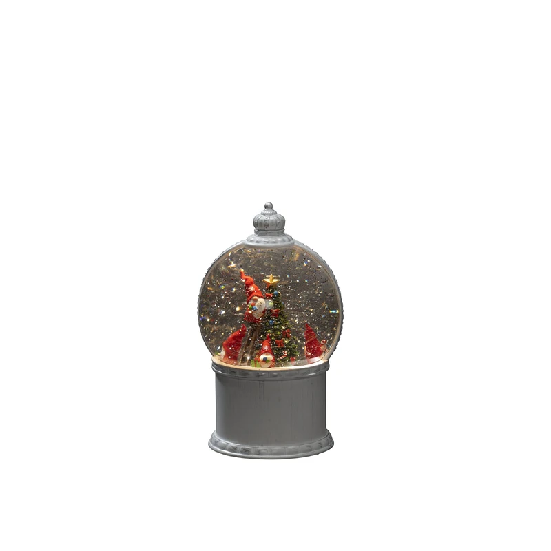 Konstsmide Christmas Snow Globe with Timer, Rotating Decorations, USB or Battery Power, Santa Scene