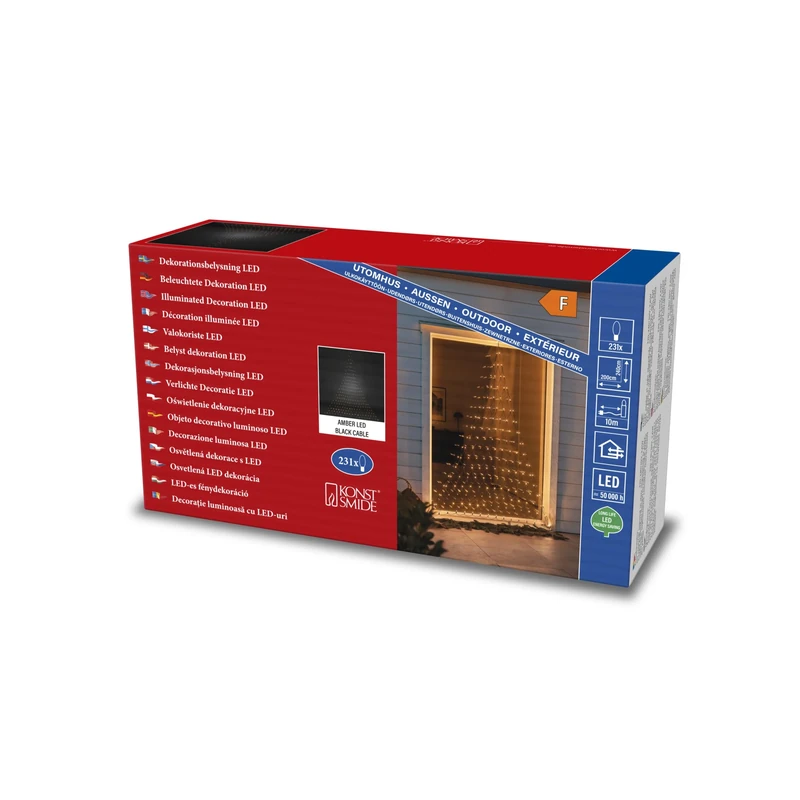 Konstsmide LED Light Net Triangle, 231 Amber Diodes, 30 V, Outdoor (IP44), 3.6 W, Black Cable - 4040-800